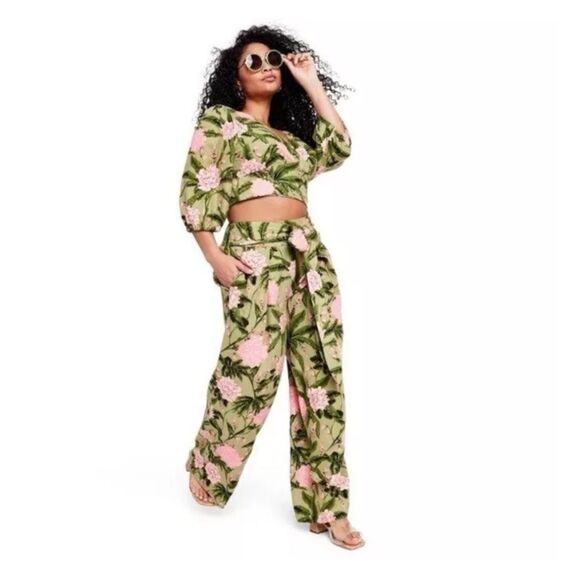 Agua Bendita x Target Peony Print Tie Wrap Top, Size XS - Picture 6 of 11